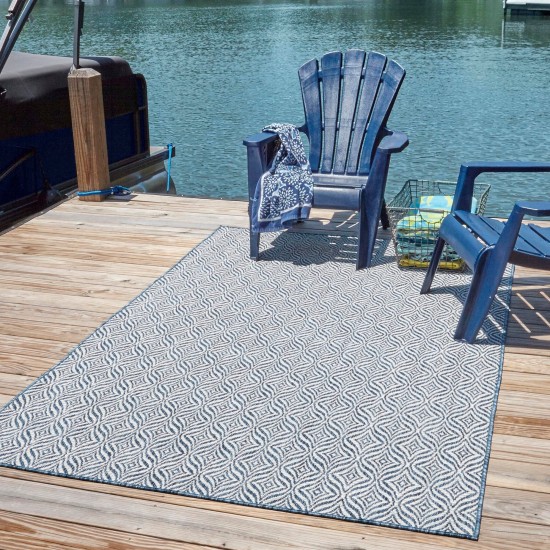 Rug Unique Loom Outdoor Trellis Navy Blue Rectangular 8' 0 x 11' 4