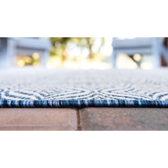 Rug Unique Loom Outdoor Trellis Navy Blue Rectangular 8' 0 x 11' 4