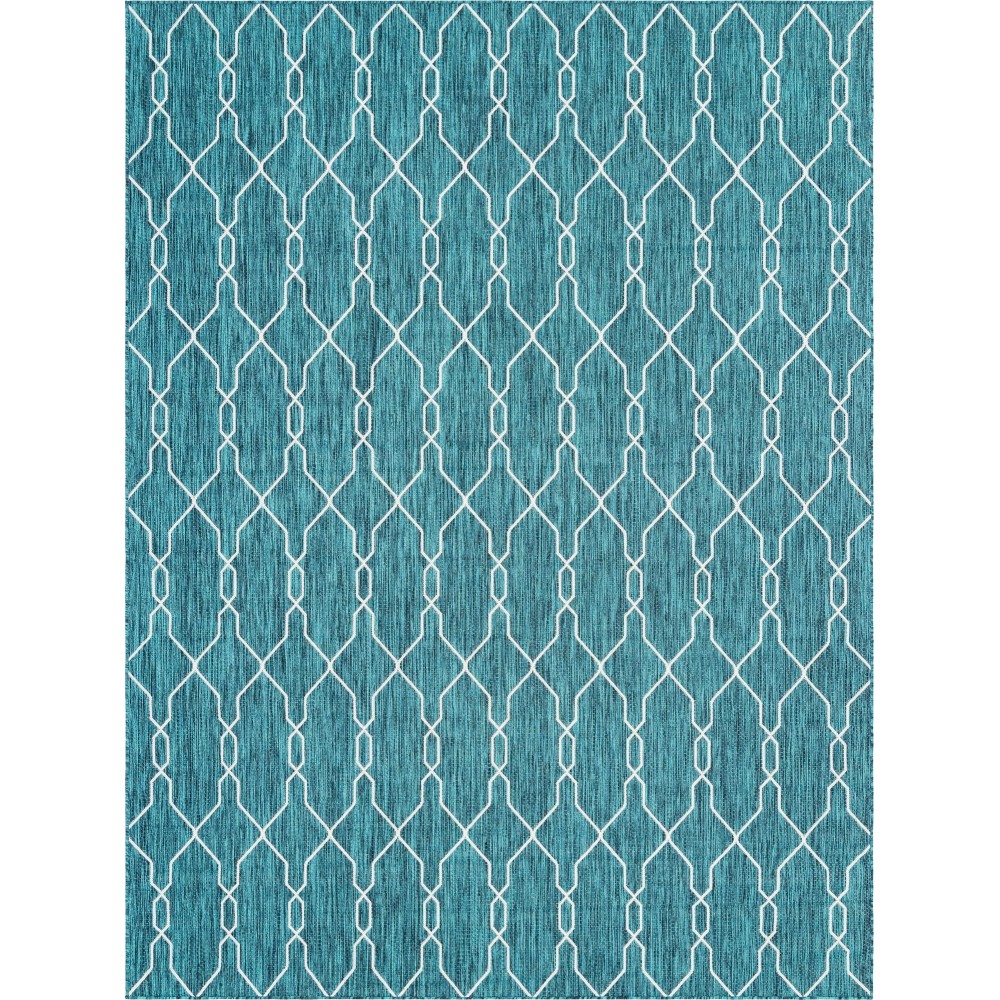 Rug Unique Loom Outdoor Trellis Teal Rectangular 9' 0 x 12' 0 Rug Unique Loom Outdoor Trellis Teal Rectangular 9' 0 x 12' 0