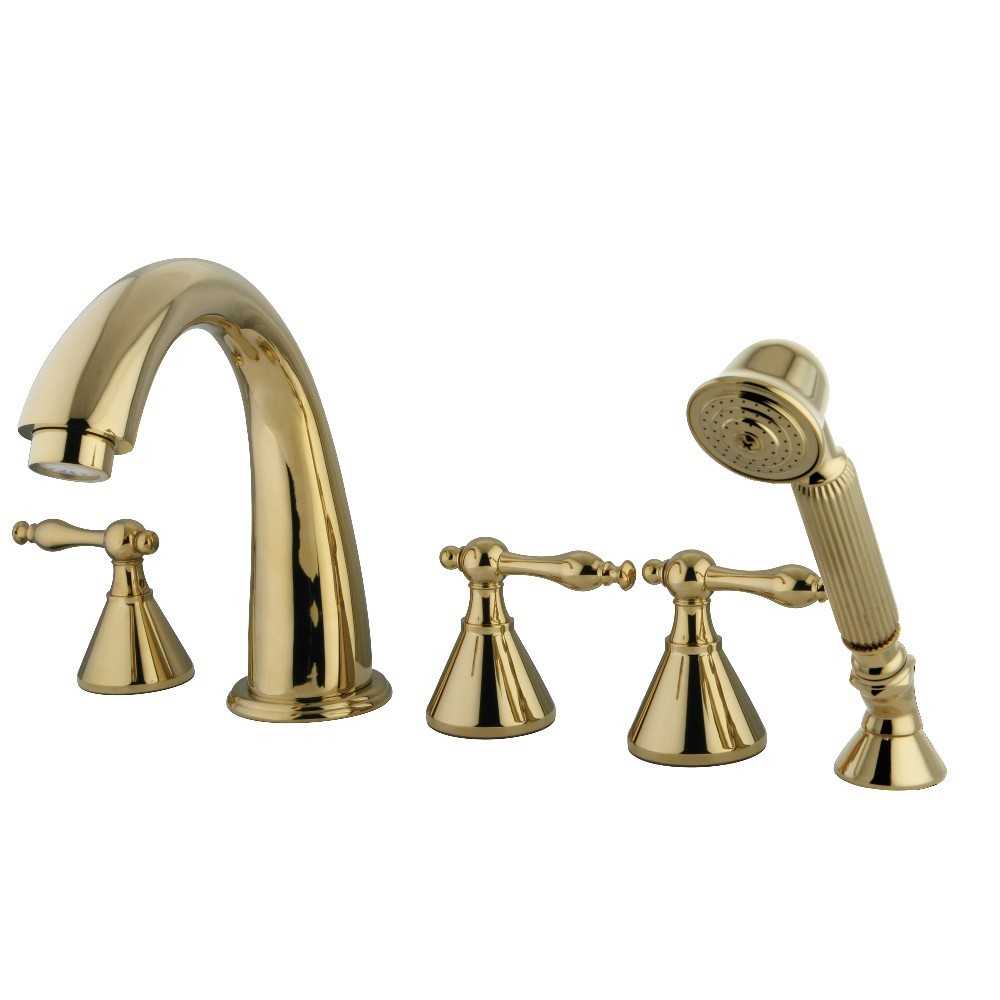 Kingston Brass Roman Tub Faucet with Hand Shower, Polished Brass