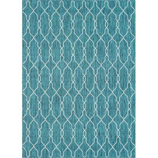 Rug Unique Loom Outdoor Trellis Teal Rectangular 8' 0 x 11' 4