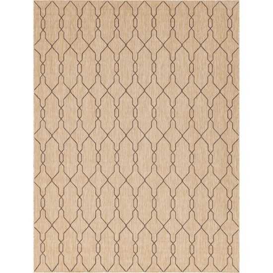 Rug Unique Loom Outdoor Trellis Tan Rectangular 9' 0 x 12' 0