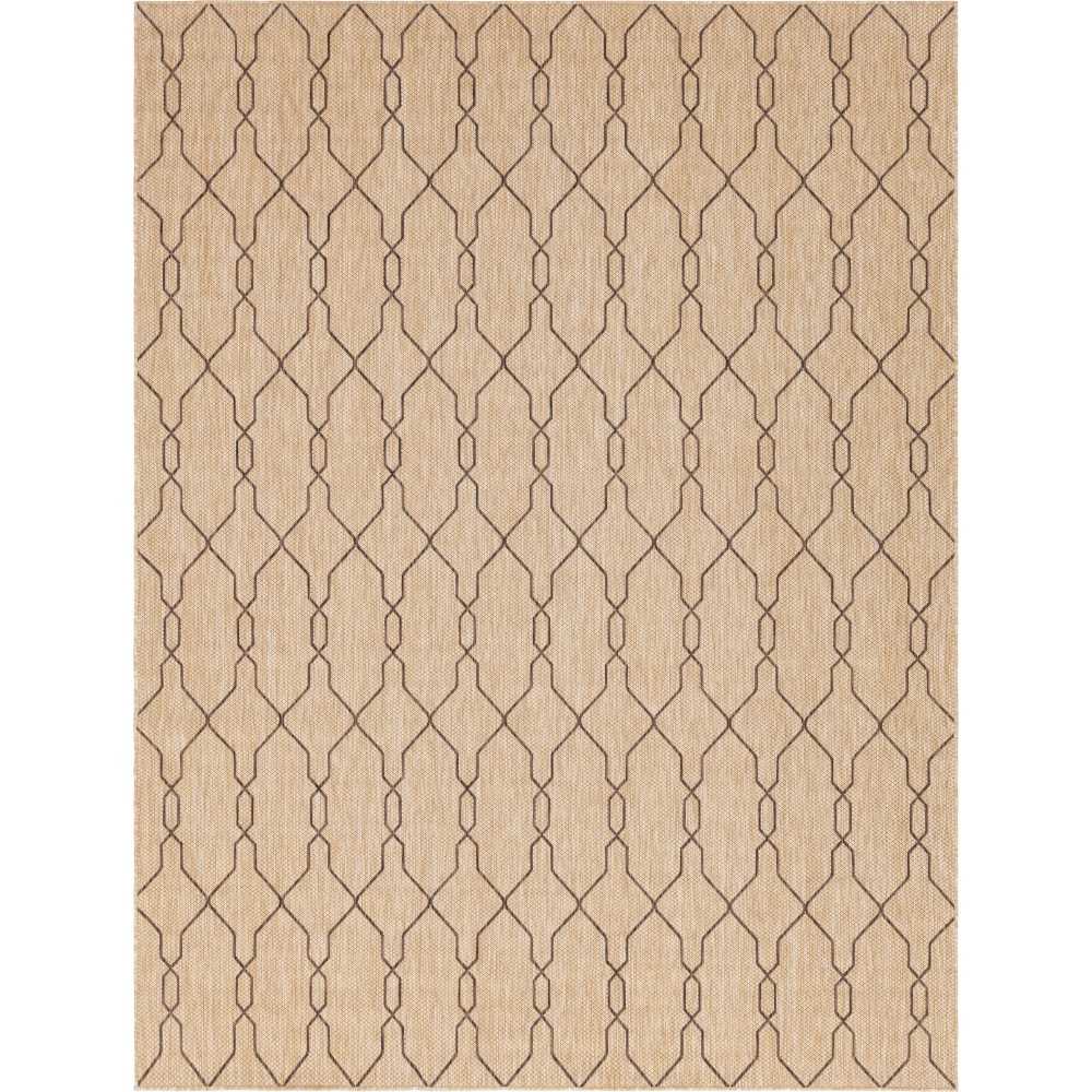 Rug Unique Loom Outdoor Trellis Tan Rectangular 9' 0 x 12' 0