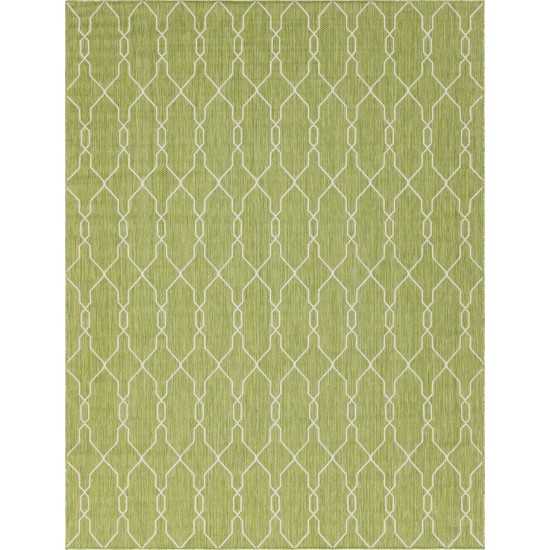 Rug Unique Loom Outdoor Trellis Green Rectangular 9' 0 x 12' 0