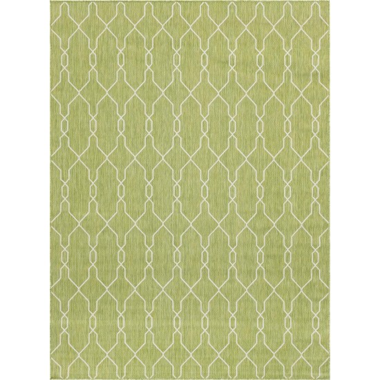 Rug Unique Loom Outdoor Trellis Green Rectangular 8' 0 x 11' 4