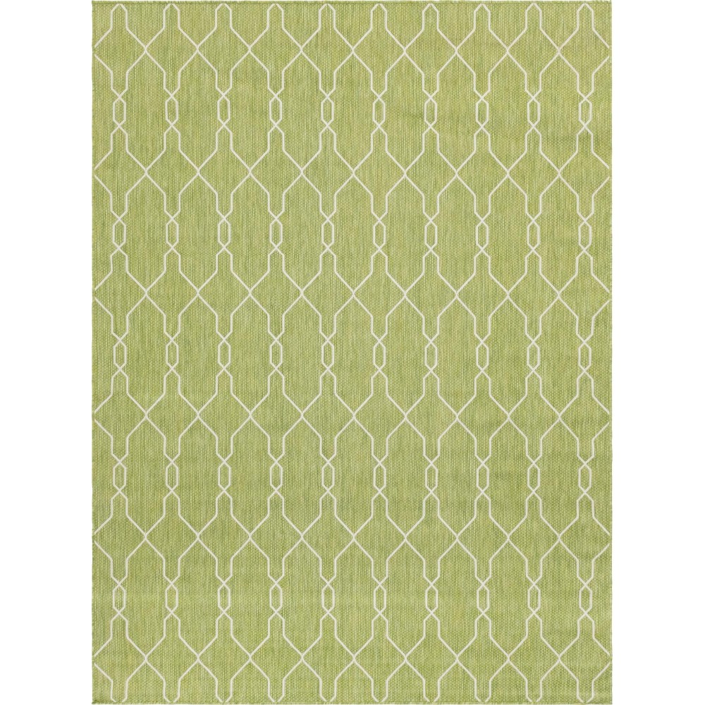 Rug Unique Loom Outdoor Trellis Green Rectangular 8' 0 x 11' 4