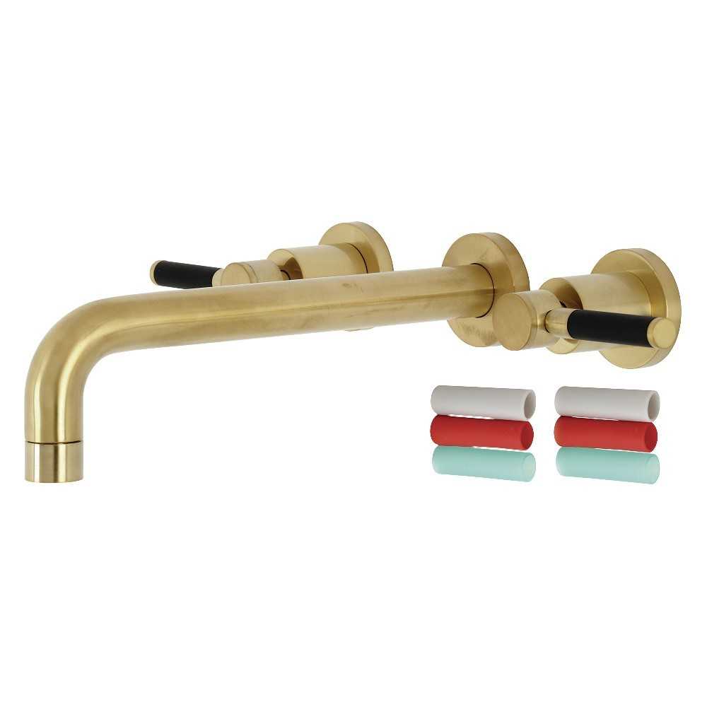 Kingston Brass Kaiser 2-Handle Wall Mount Roman Tub Faucet, Brushed Brass