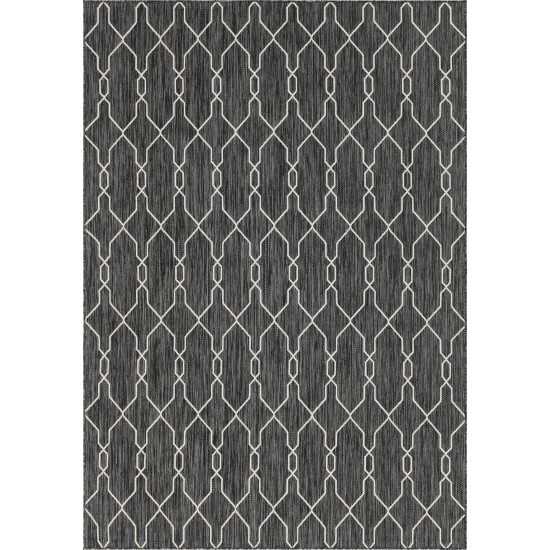 Rug Unique Loom Outdoor Trellis Charcoal Rectangular 8' 0 x 11' 4