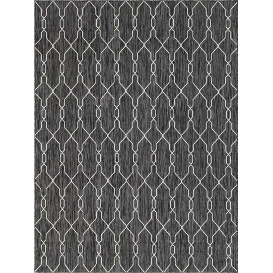 Rug Unique Loom Outdoor Trellis Charcoal Rectangular 9' 0 x 12' 0