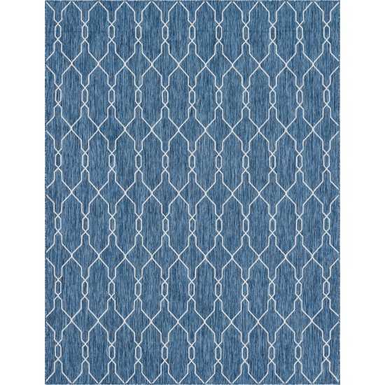 Rug Unique Loom Outdoor Trellis Navy Blue Rectangular 9' 0 x 12' 0