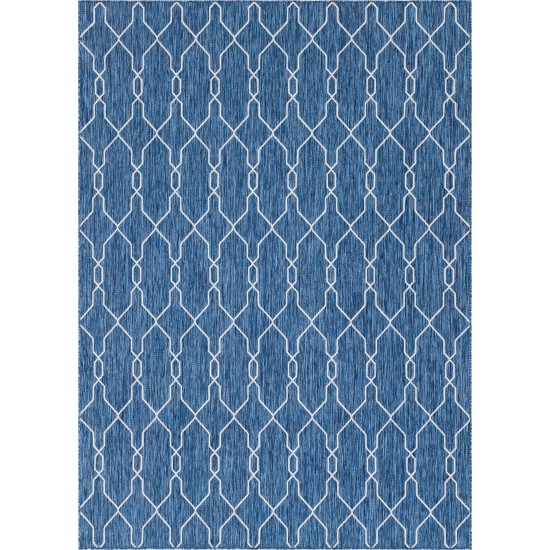 Rug Unique Loom Outdoor Trellis Navy Blue Rectangular 8' 0 x 11' 4