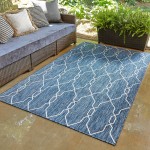 Rug Unique Loom Outdoor Trellis Navy Blue Rectangular 9' 0 x 12' 0