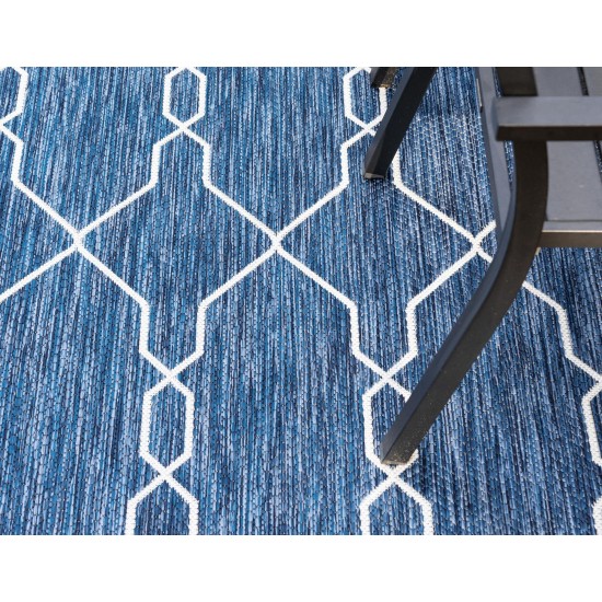 Rug Unique Loom Outdoor Trellis Navy Blue Rectangular 9' 0 x 12' 0