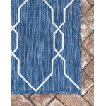 Rug Unique Loom Outdoor Trellis Navy Blue Rectangular 8' 0 x 11' 4