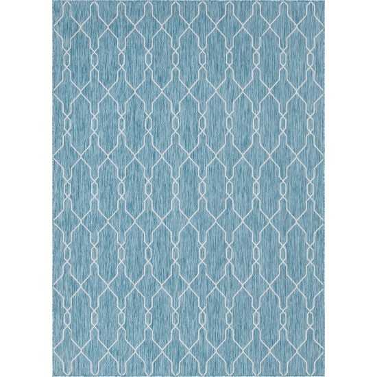 Rug Unique Loom Outdoor Trellis Blue Rectangular 8' 0 x 11' 4