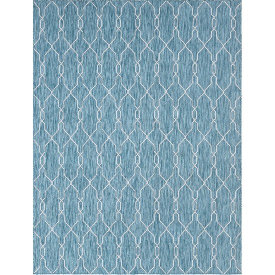 Rug Unique Loom Outdoor Trellis Blue Rectangular 9' 0 x 12' 0