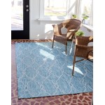 Rug Unique Loom Outdoor Trellis Blue Rectangular 9' 0 x 12' 0