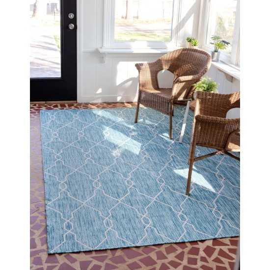 Rug Unique Loom Outdoor Trellis Blue Rectangular 9' 0 x 12' 0