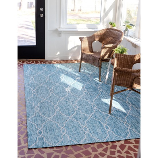 Rug Unique Loom Outdoor Trellis Blue Rectangular 8' 0 x 11' 4