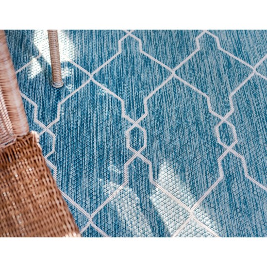 Rug Unique Loom Outdoor Trellis Blue Rectangular 9' 0 x 12' 0