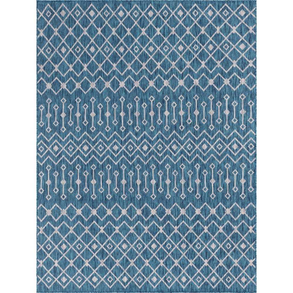 Rug Unique Loom Outdoor Trellis Teal Rectangular 9' 0 x 12' 0