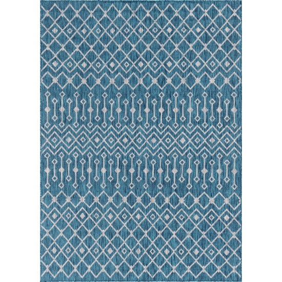 Rug Unique Loom Outdoor Trellis Teal Rectangular 8' 0 x 11' 4