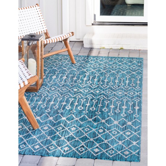 Rug Unique Loom Outdoor Trellis Teal Rectangular 9' 0 x 12' 0