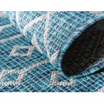 Rug Unique Loom Outdoor Trellis Teal Rectangular 8' 0 x 11' 4