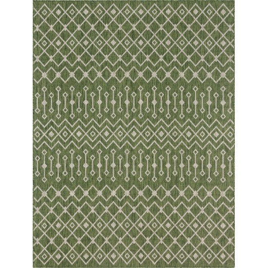 Rug Unique Loom Outdoor Trellis Green Rectangular 9' 0 x 12' 0