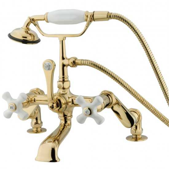 Kingston Brass Vintage Adjustable Center Deck Mount Tub Faucet, Polished Brass