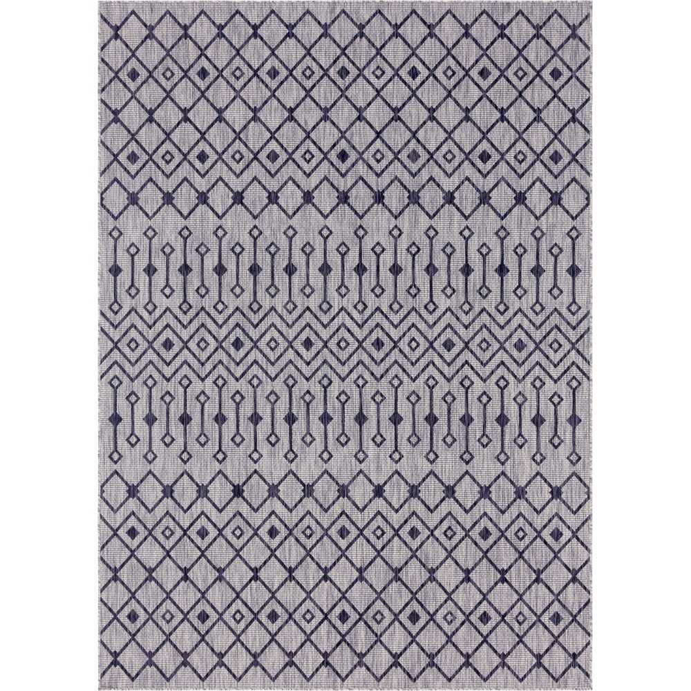 Rug Unique Loom Outdoor Trellis Light Gray Rectangular 9' 0 x 12' 0