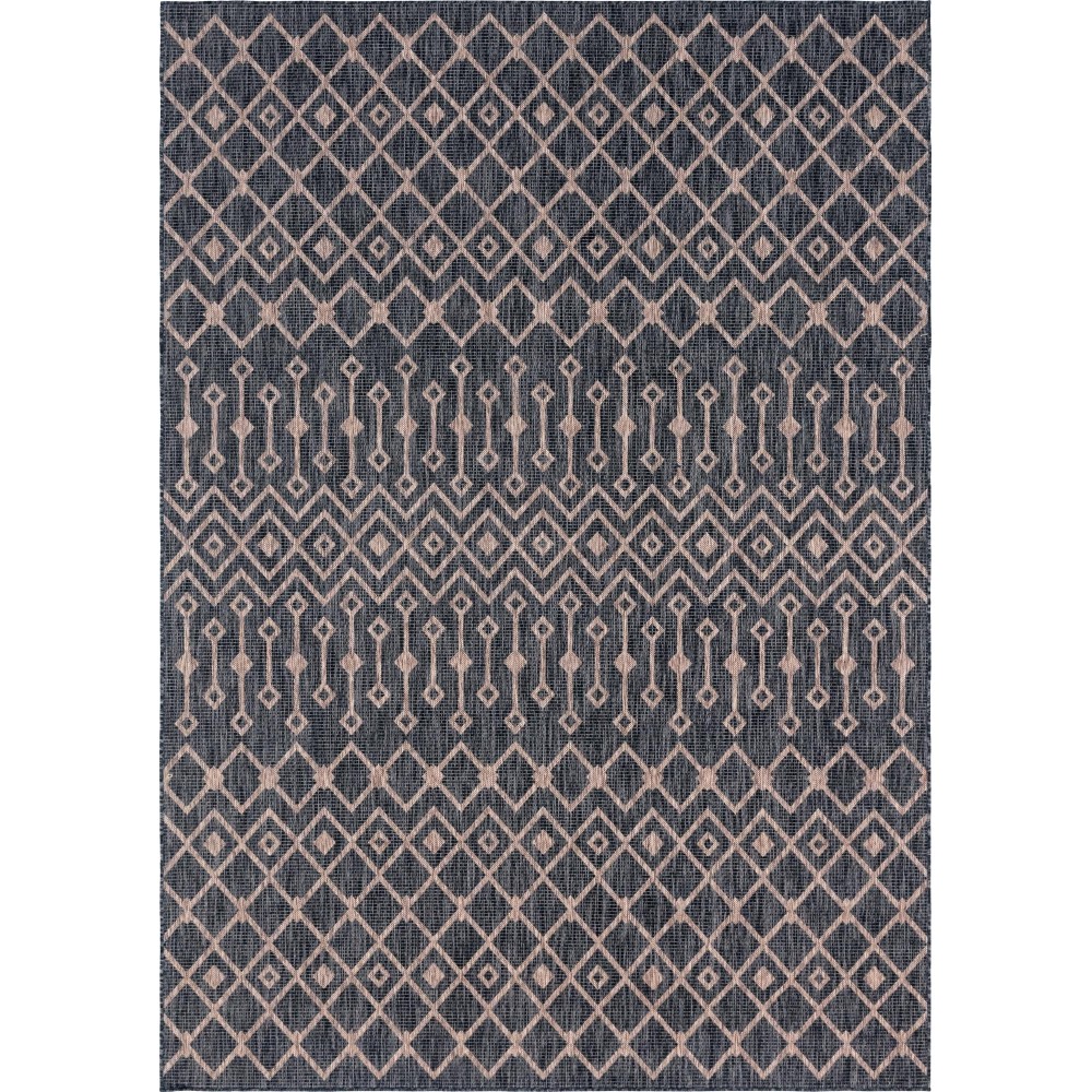 Rug Unique Loom Outdoor Trellis Charcoal Gray Rectangular 8' 0 x 11' 4