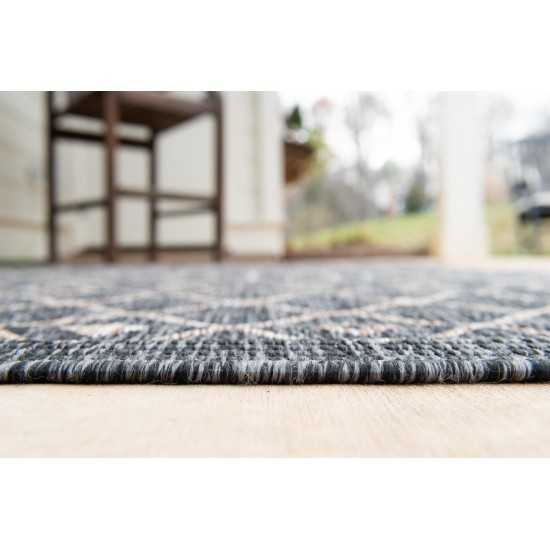 Rug Unique Loom Outdoor Trellis Charcoal Gray Rectangular 9' 0 x 12' 0