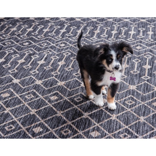 Rug Unique Loom Outdoor Trellis Charcoal Gray Rectangular 9' 0 x 12' 0