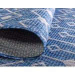 Rug Unique Loom Outdoor Trellis Blue Rectangular 9' 0 x 12' 0