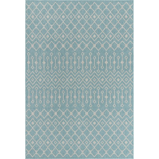 Rug Unique Loom Outdoor Trellis Aqua Blue Rectangular 8' 0 x 11' 4