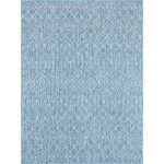 Rug Unique Loom Outdoor Trellis Aqua Blue Rectangular 9' 0 x 12' 0