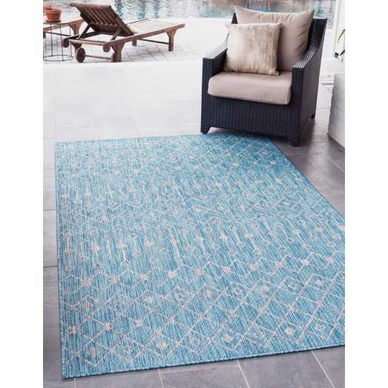 Rug Unique Loom Outdoor Trellis Aqua Blue Rectangular 8' 0 x 11' 4