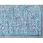 Rug Unique Loom Outdoor Trellis Aqua Blue Rectangular 9' 0 x 12' 0