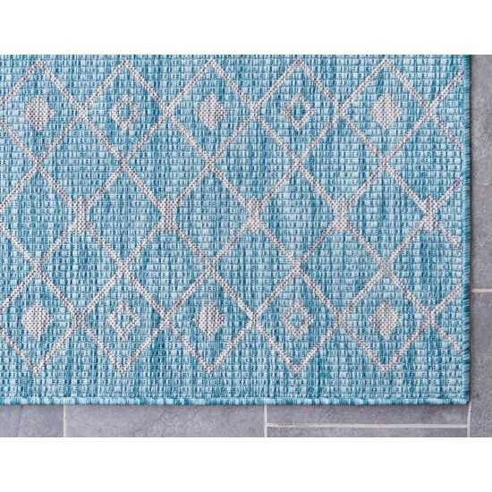 Rug Unique Loom Outdoor Trellis Aqua Blue Rectangular 9' 0 x 12' 0