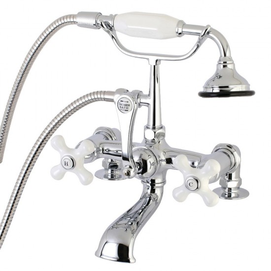 Aqua Vintage Vintage 7-Inch Tub Faucet with Hand Shower, Polished Chrome