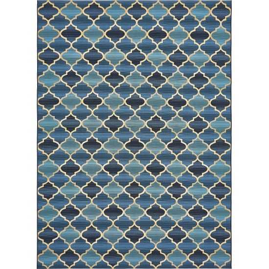 Rug Unique Loom Outdoor Trellis Blue Rectangular 8' 0 x 11' 4