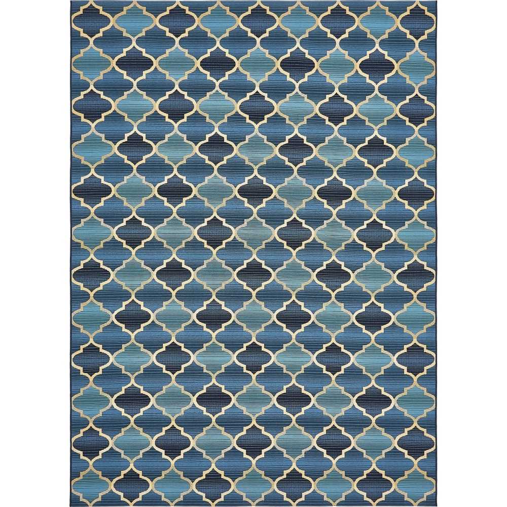 Rug Unique Loom Outdoor Trellis Blue Rectangular 8' 0 x 11' 4