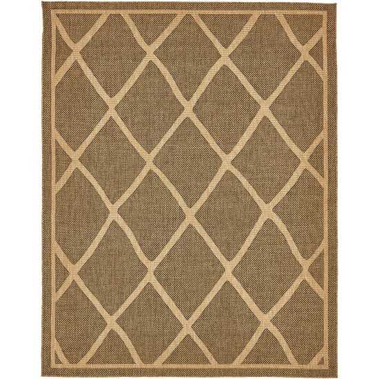 Rug Unique Loom Outdoor Trellis Brown Rectangular 9' 0 x 12' 0