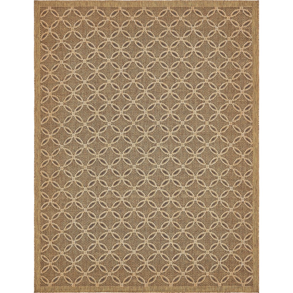 Rug Unique Loom Outdoor Trellis Light Brown Rectangular 9' 0 x 12' 0