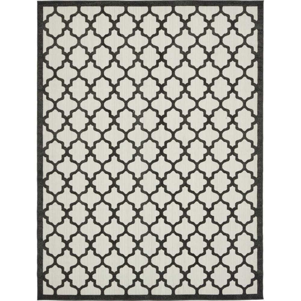 Rug Unique Loom Outdoor Trellis Black Rectangular 9' 0 x 12' 0