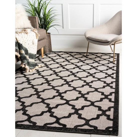 Rug Unique Loom Outdoor Trellis Black Rectangular 9' 0 x 12' 0