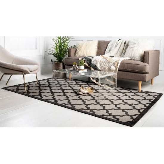 Rug Unique Loom Outdoor Trellis Black Rectangular 9' 0 x 12' 0