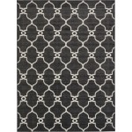 Rug Unique Loom Outdoor Trellis Black Rectangular 9' 0 x 12' 0