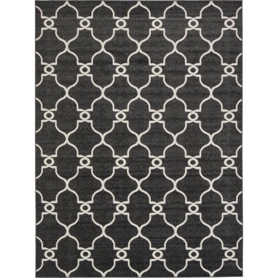 Rug Unique Loom Outdoor Trellis Black Rectangular 9' 0 x 12' 0